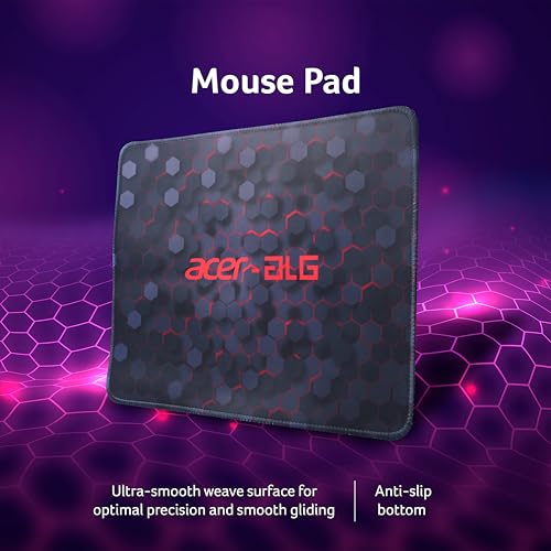 Acer 4 in 1 Wired Gaming Combo, 7 Color LED Backlit Keyboard, RGB Mouse (1200/1600/2400 DPI), Premium Gaming Headset (50mm Driver, 120dB) with Mixed Light Effect, Fabric Weave Mousepad (Black) 6 41GZkpAQMjL