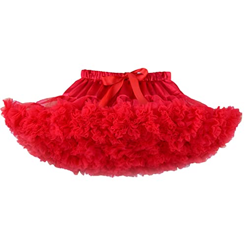 Verve Jelly Saia de princesa tutu para meninas, saia de tule macia e esponjosa para festa de aniversário de balé, para meninas de 0 a 10 anos, Vermelho, 8-10 años