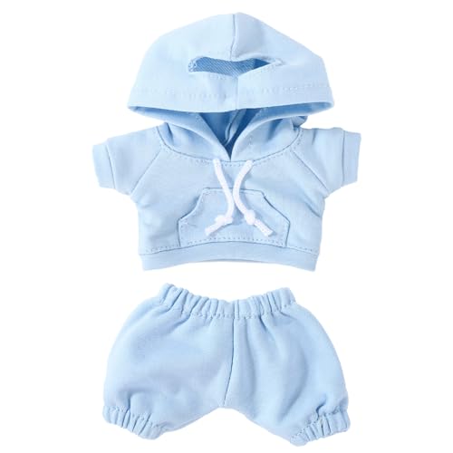 Image of 6.7 Inch Doll Clothes Set, Fun Fashion Doll Hoodies & Pants Cute Practical Costume Accessories for Figure Dressing (Blue)