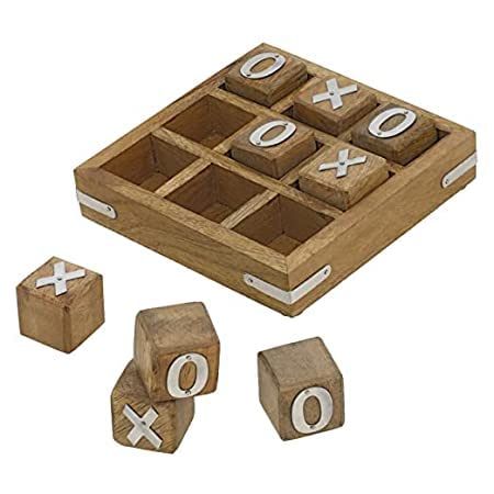 Image of STAR CRAFT Wooden Tic Tac Board Game Handmade Noughts and Crosses TIK Tak Toe Pedagogical Board Wooden Zero Kata Game (Natural)