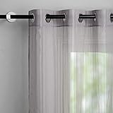 Singinglory Grau Voile Gardinen Linie 140x245cm 2er Set, Transparent Ösen Vorhänge Schals mit Raffhalter