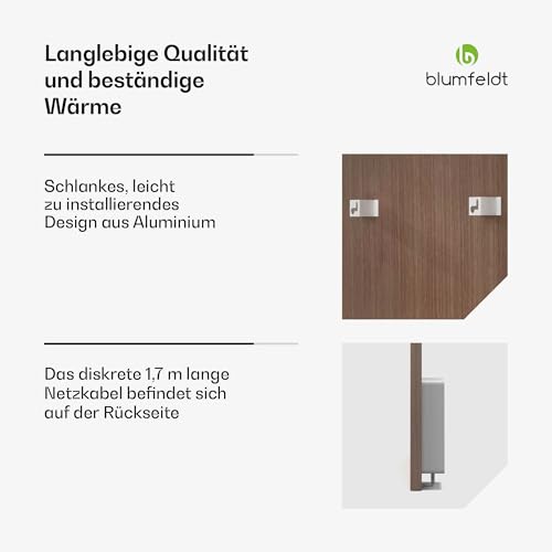 blumfeldt Infrarot Wandheizung 700W- IP44, WLAN- & App- Steuerung, Thermostat, 99% Effizienz, Überhitzungsschutz, für Badezimmer, Wandmontage, 0- 37 °C, Holz Design-6