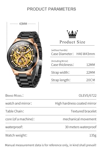 Image of OLEVS Automatic Watches for Men Self Winding Tourbillon 43MM Large Dial Skeleton Mechanical Stainless Steel Waterproof Luminous Dress Silver Watch