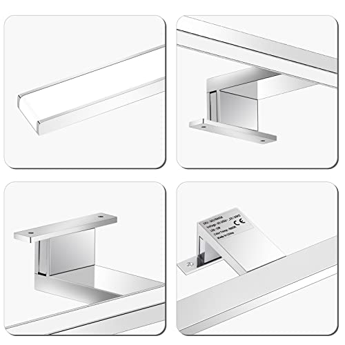 ERWEY Lampa łazienkowa LED 2 w 1, IP44, oświetlenie lustra, 30 cm, zimna biel, światło do makijażu, łazienka, 230 V, lampa szafkowa, szafka z lustrem, lampa natynkowa, oświetlenie szafki łazienkowej