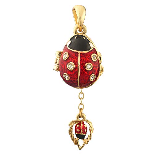 danila-souvenirs Russian Faberge Style Egg Pendant/Charm with Ladybug 0.9'' red #1023-05