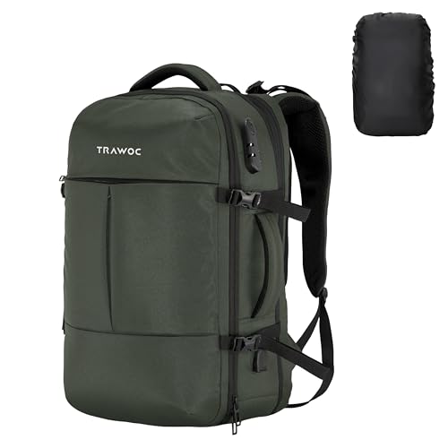 Image of TRAWOC 45L Laptop Backpack TPB01 | Unisex Office & Travel Bag with Anti-Theft Lock, Expandable Storage, USB Charging, Suitcase-Style Opening & 3-Year Warranty