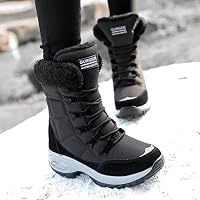 GURGER Winterstiefel Damen Wasserdicht Gefütterte Schneestiefel Frauen Winter Stiefel Warm Rutschfeste Winterboots Schwarz Gr 40 – Ansicht 2
