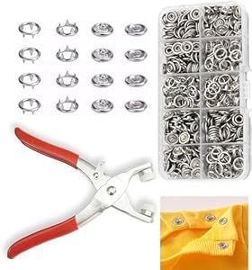 Premium Snap Buttons, 100 Sets Silver Button Thickened Snap Fasteners Kit Metal Copper Five Claw Buckle Set with Hand Pressure Pliers Tool,Sewing Buttons Set for Clothing Sewing and Crafting