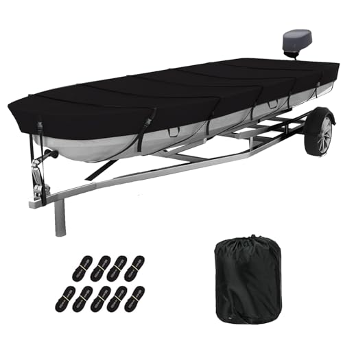 GrondNictory Jon Boat Cover 10-12 ft feet 420D Heavy Duty Trailerable Waterproof and UV Protection Boat Covers Fits Jon Boat 12ft Long and Beam Width up to 56 inches
