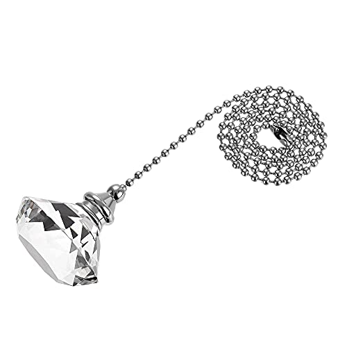 uxcell 20 Inch Ceiling Fan Pull Chain, Decorative Crystal Fan Pull Chain Ornament Extension, 3mm Diameter Beaded Diamond Pendant, Clear