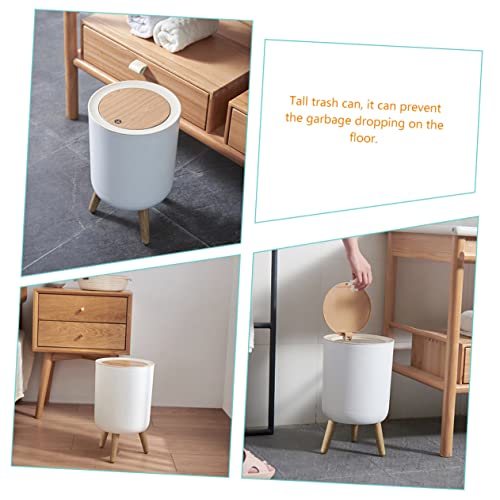 Cabilock bote de basura alto con tapa blanco rectangular miniatura 2