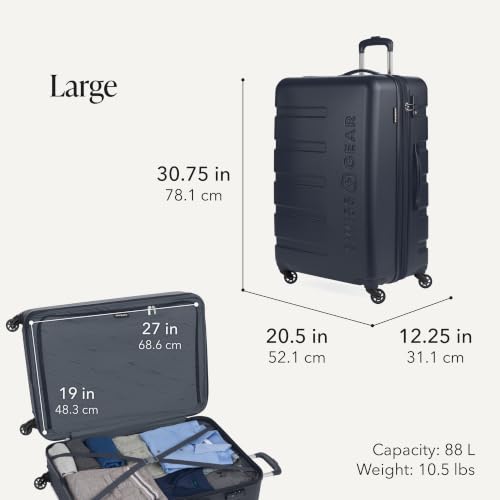 Image of SwissGear 7366 Signature Hardside Expandable Luggage with Spinner Wheels, TSA Lock, Cup-Holder, Navy, 2-Piece Set (19 /27)