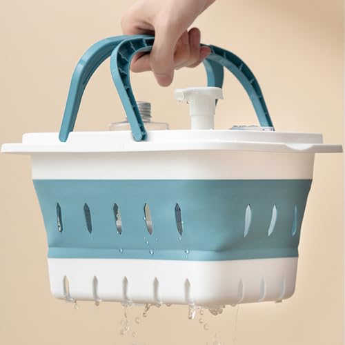 Kingrol 2-Pack Portable Shower Caddy Tote, Collapsible Plastic Storage Basket with Handle, Organizer Bin for Bathroom, Kitchen, College Dorm, Gym, Pantry, Garage