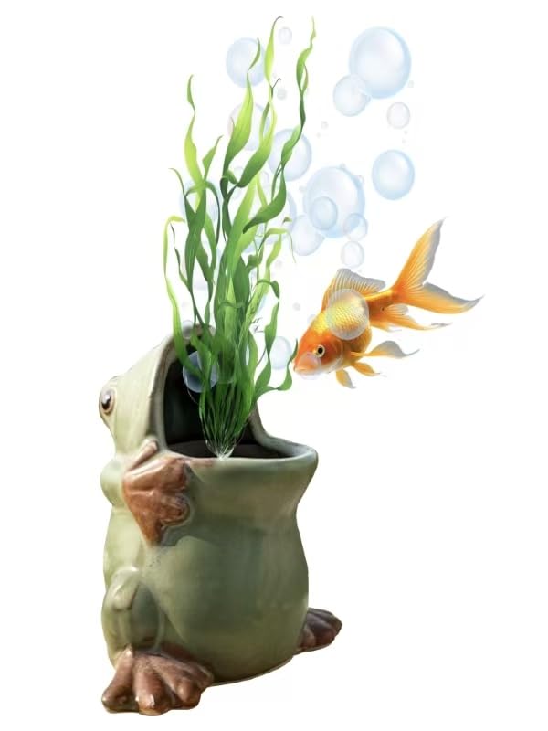 VZNBJUAN Frogshaped Ceramic Cave Aquarium Ornament, Fish Tank Hideout, Breeding Shelter