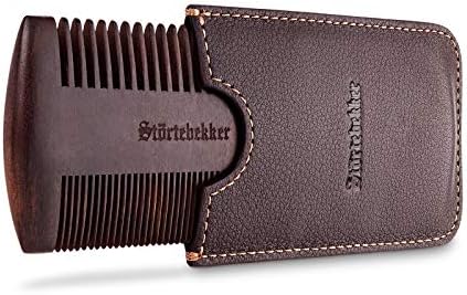 Premium Wooden Beard Comb with Handmade Leather Case - Perfect Gi...