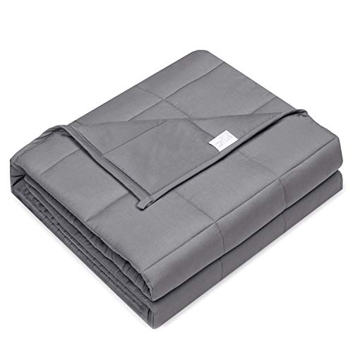 joybest Weighted Blanket 12 LBS 60X80 Queen King Size Soft Comfortable Breathable 100% Cotton Washable Weighted Blanket Glass Beads for (100-140 LB Person) Kids Adult Man Woman Grey