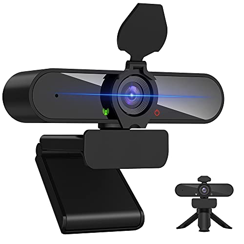 2K Webcam with Microphone and Privacy Cover, QHD 30fps USB 3.0 Computer Camera with Auto Light Correction, Plug and Play, for Zoom Skype Teams OBS Facetime, PC Mac Laptop Desktop