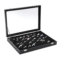 CROWNSHOP Ring Box Ring and Earring Storage Organiser Bulk Ring Holder Jewellery Boxes Organisers Boxes Jewellery Ring Display Organiser Storage Tray Holder Case Box