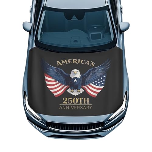 Image of 250 Anniversary USA Car Hood Cover Polyester Elastic Fabrics Can be Washed Suitable for SUV Trucks Universal for Cars