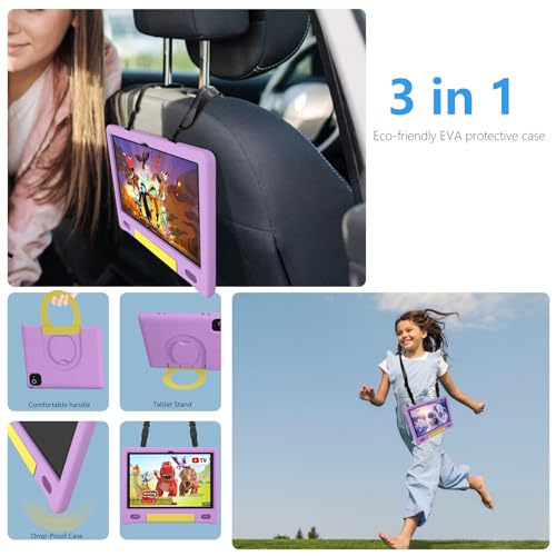 Image of Tablet for Kids 10.1 inch Android 14, 8GB+64GB(TF 1TB) 6000mAh Kids Tablet WiFi6 Parental Control,Face Unlock, 1280 * 800 HD Screen (Purple)