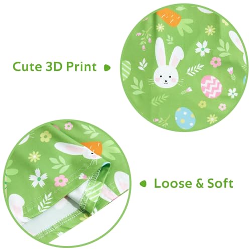 5t Kids Easter Dress with Pocket Cute Rabbit Print Green Dresses Summer Knee Length Midi Skirts Size 5-6 Years — view 4