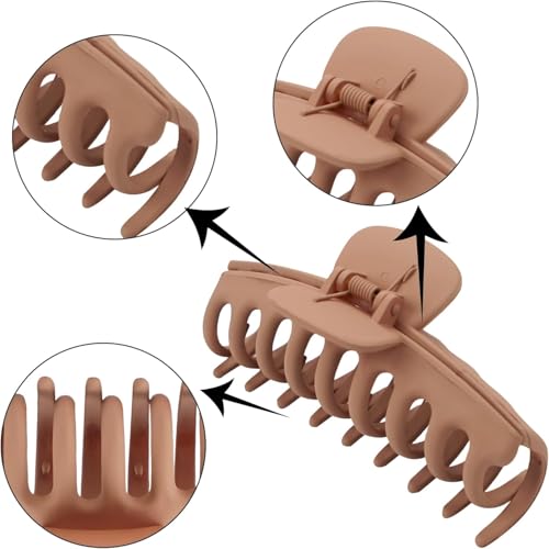 Image of PACTIV Girls Big Hair Clips Claw, Matte Neutral 4 Pack for Thick Hair - New Random Color