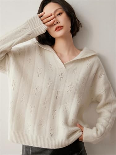 Pull à capuche pour femme en tricot cachemire ample uni - 3