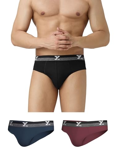 Image of XYXX Men's Aero 100% Super Combed Cotton Regular Fit Solid Anti Bacterial Briefs with No Marks Waistband (Pack of 3)