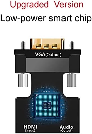 Yiany HDMI to VGA Adapter, HDMI Female to VGA Male Converter with Full HD 1080p Audio Video Output, For TV Stick, Xbox, Roku, Computer, Laptop, PC, Monitor, Projector, Chromebook