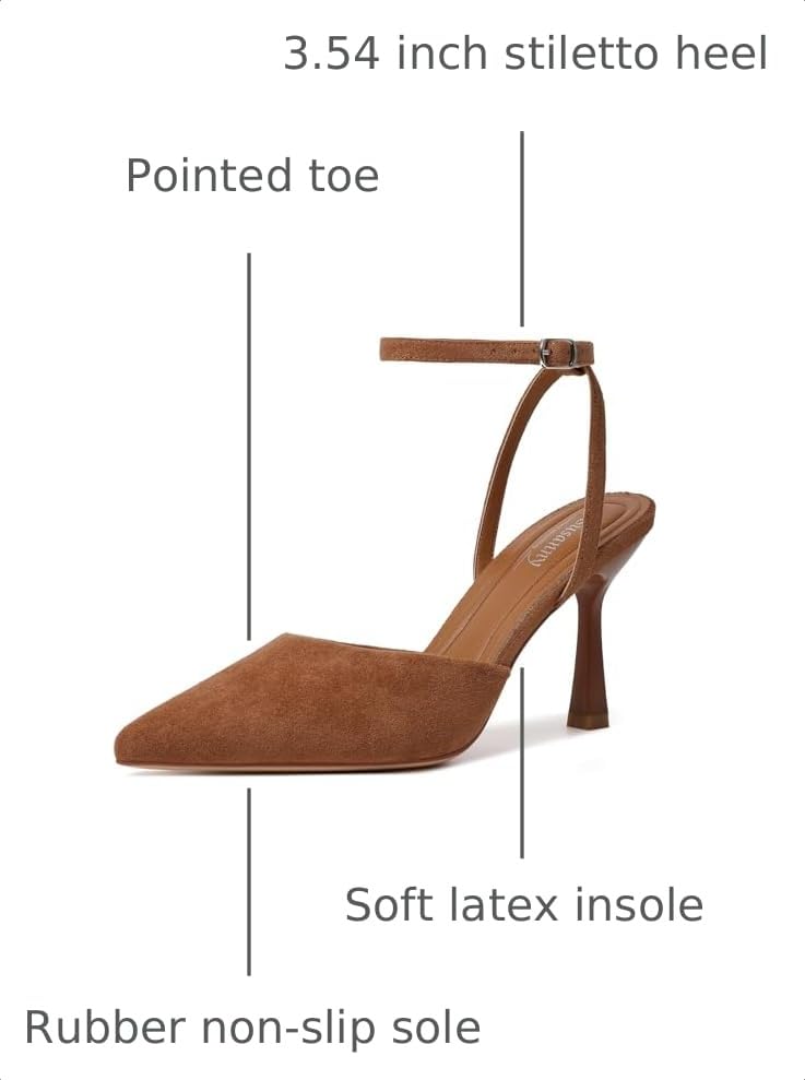 Image of Susanny Heels for Women Stiletto Closed Pointed Toe Backless Dress Shoes High Heels Sexy Kitten Pumps Wedding Guest Party Dance Prom Dressy Comfort Shoes