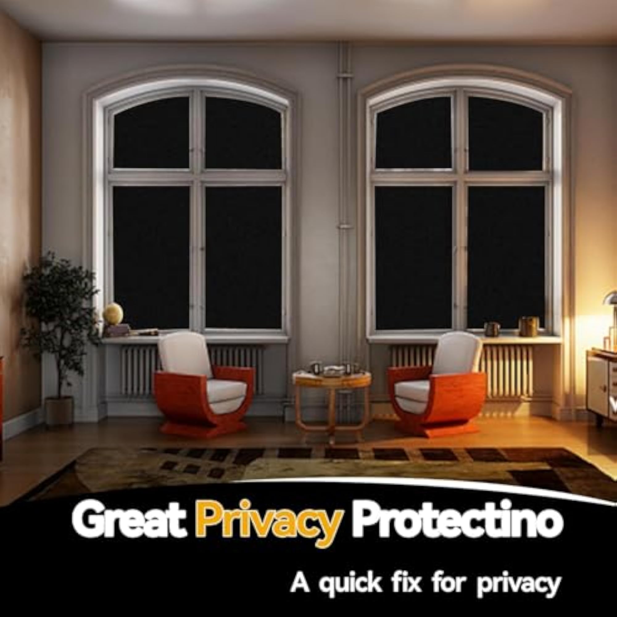 Blackout Privacy Window Sticker, Solid Dark Opaque Sheet
