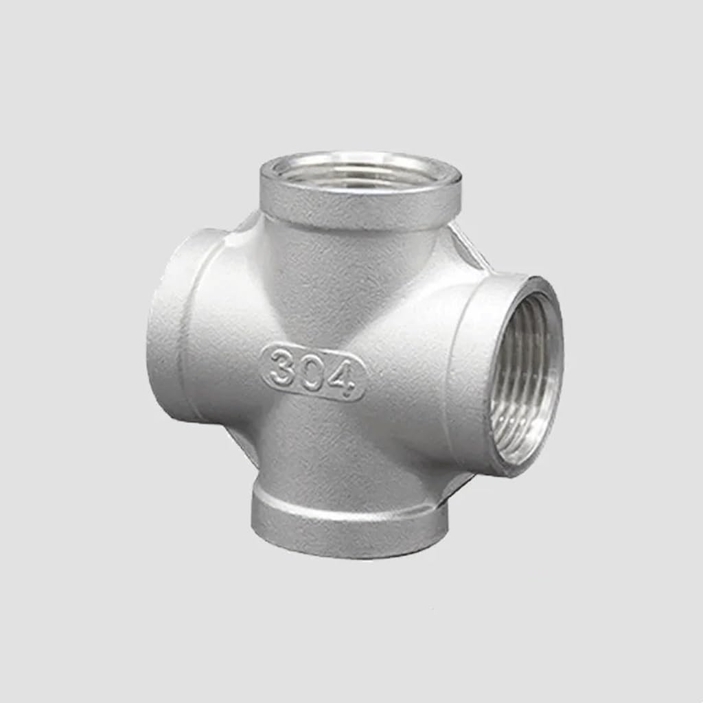 Accesorios de tubería， Accesorio de tubería hembra BSP de acero inoxidable 304, rosca de 4 vías, conector cruzado uniforme(2")
