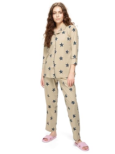 Image of WEET Women's Star Printed Cotton Night Suit Set