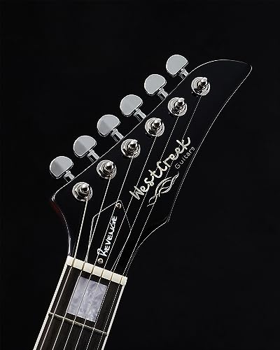 WestCreek Revenge Solid Body Electric Guitar, Heavy Metal Guitar, Right Handed, Alnico Humbucker Pickups, Rounded End Jumbo Frets, Bone nut, Rosewood Fretboard, Mahogany Body Purple 6 WestCreek Revenge Solid Body Electric Guitar, Heavy Metal Guitar, Right Handed, Alnico Humbucker Pickups, Rounded End Jumbo Frets, Bone nut, Rosewood Fretboard, Mahogany Body Purple - Image 4