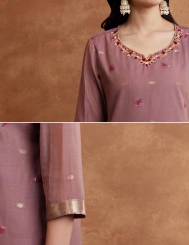 Image of Amazon Brand - Myx Women's Jaquard Embroidered Kurta Set With Dupatta | Salwar Suit Set (Available In Plus Sizes)