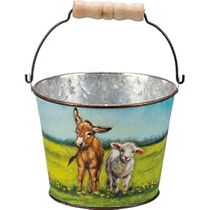 Primitives by kathy rustic farmhouse theme featuring farm friends decorative bucket set  urban country home decor