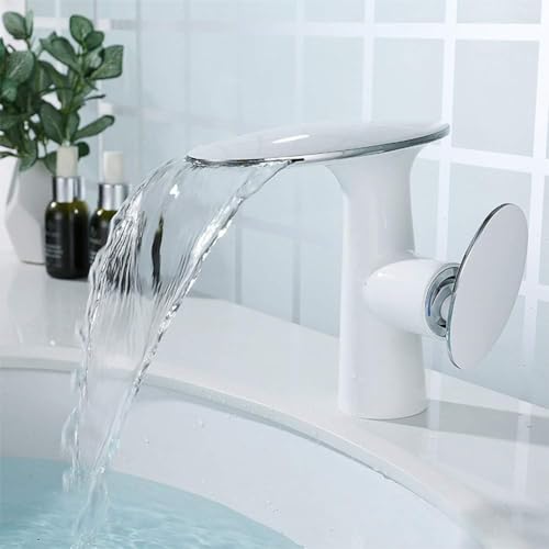 Robinet lavabo cascade en laiton massif avec commande monocommande