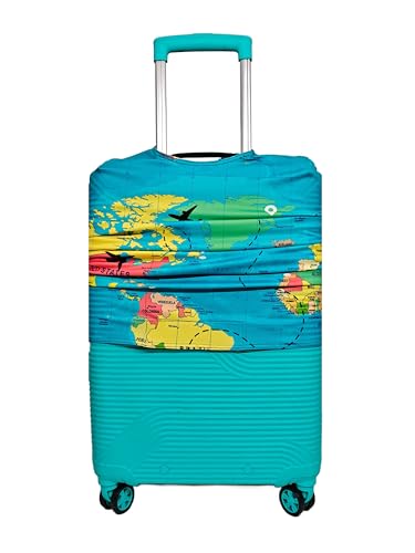 Image of Printed Luggage Cover for Traveling Bag & Suitcase - Stretchable & Scratchproof Trolley Protector with Velcro Lock & Lightweight Washable Material(Suitcase Bag Not Included, Only Cover in Product)