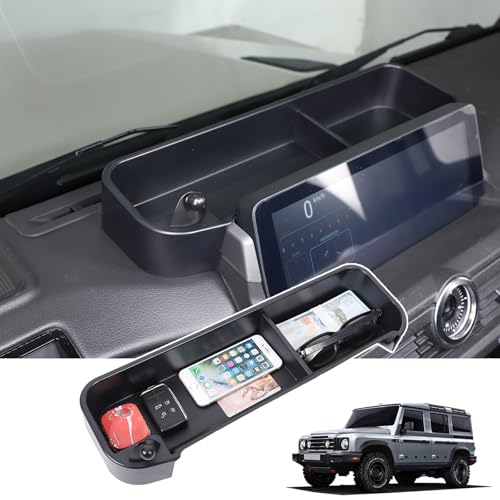 Tumukiw Dash Storage Tray Insert Behind Screen Organizer Storage Compatible with INEOS Grenadier 2020-2024 Accessories, New Upgraded Dashboard Tray with Cell Phone Holder Phone Key Organizer(Base)