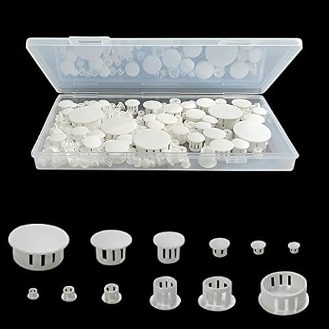 6 Sizes Plastic Hole Plugs, White Hole Plugs, 5mm (0.19"), 6mm (1/4"), 8mm (5/16"),10mm (3/8"), 13mm (1/2"), 25mm/(1"), White Plastic Hole Plugs White Plastic Plugs for Holes Hardware Plugs (155pcs) Cover