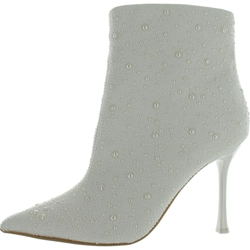 INC Womens Rakima Embellished Pointed Toe Ankle Boots, Pearl, 9.5