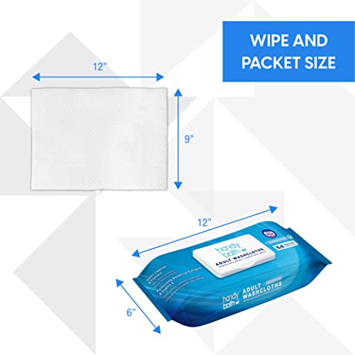 Handybath Adult Washcloths Unscented, Cleaning Wipes With Aloe Vera And Chamomile, 64 Wipes - Senior Care, Outdoor Activities, Travel Essentials #TOP3