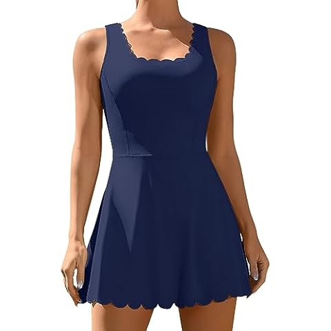 ATTRACO Women's Workout Dress Tennis Skirts with Shorts Pockets Golf Dress Pockets Navy L Cover