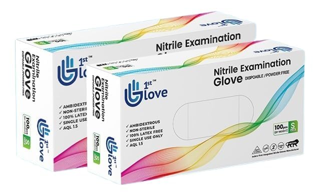 NC Enterprises 1st Glove Nitrile Gloves, Disposable Powder Free Examination Hand Gloves | (Pack of 100) | All purpose Examination Gloves (M)-image-8