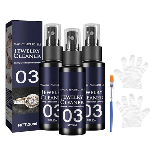 Hliloy Jewelry Cleaner, Anti Tarnish Jewelry Coating Spray, Quick Jewelry Cleaning Spray, Jewelry Diamond Cleaner Anti-Tarnish Silver Gold Gem Polishing Solution Spray (3PC)