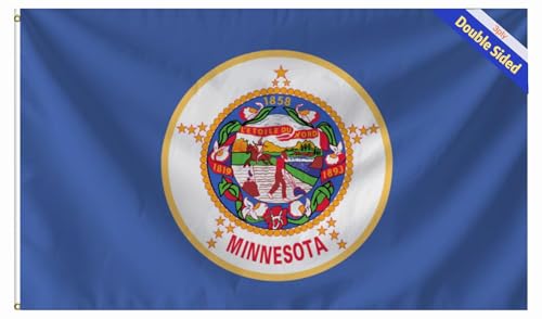 Heavy Duty Double Sided 3ply Old Minnesota Flag 2x3 FT 100D Old MN State Flag Quadruple Stitched with Shading Cloth Inside Outdoor and Indoor Decor Banner UV Resistant Polyester Flags with Brass Grommets. (MN 2x3 3ply)