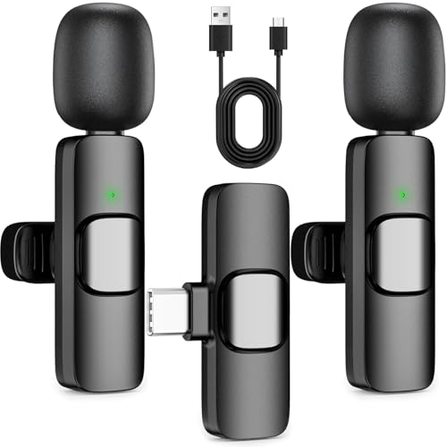 HONGJIEYUAN Wireless Lavalier Lapel Microphone for iPhone – Mini Bluetooth Mic with Reverb, Portable Clip-on Mic for Video Recording, Vlogging, Podcast, Interviews, TikTok, YouTube