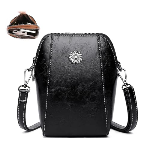 Elmyse Crossbody Bag Leather,Retro All-Match Vertical Cellphone Bag,purses for Women Crossbody Bag