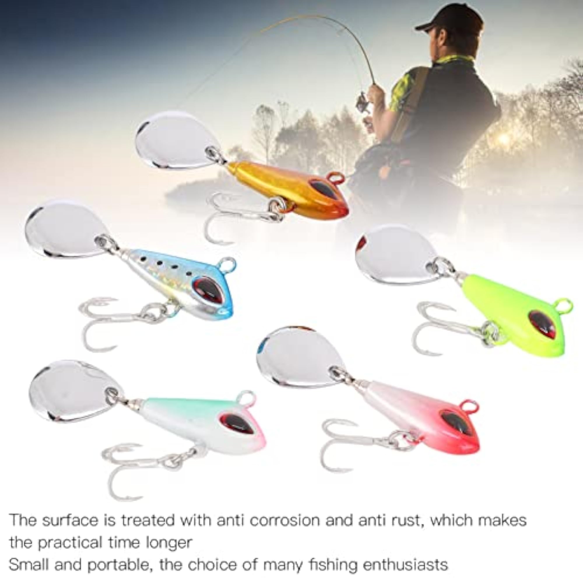 Fishing Lure Metal Bait with 3D Eyes, Anti-Corrosion