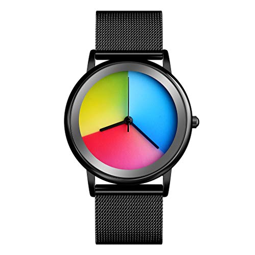 CakCity Womens Colorful Waterproof Wrist Watch - Unisex Stainless Steel Quartz Analog Watches